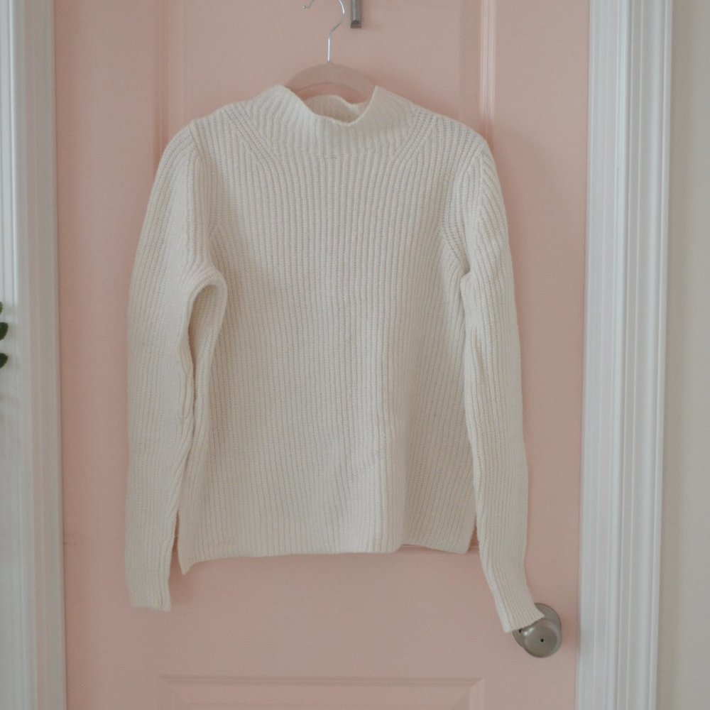 Loft Ivory Mock Neck Sweater